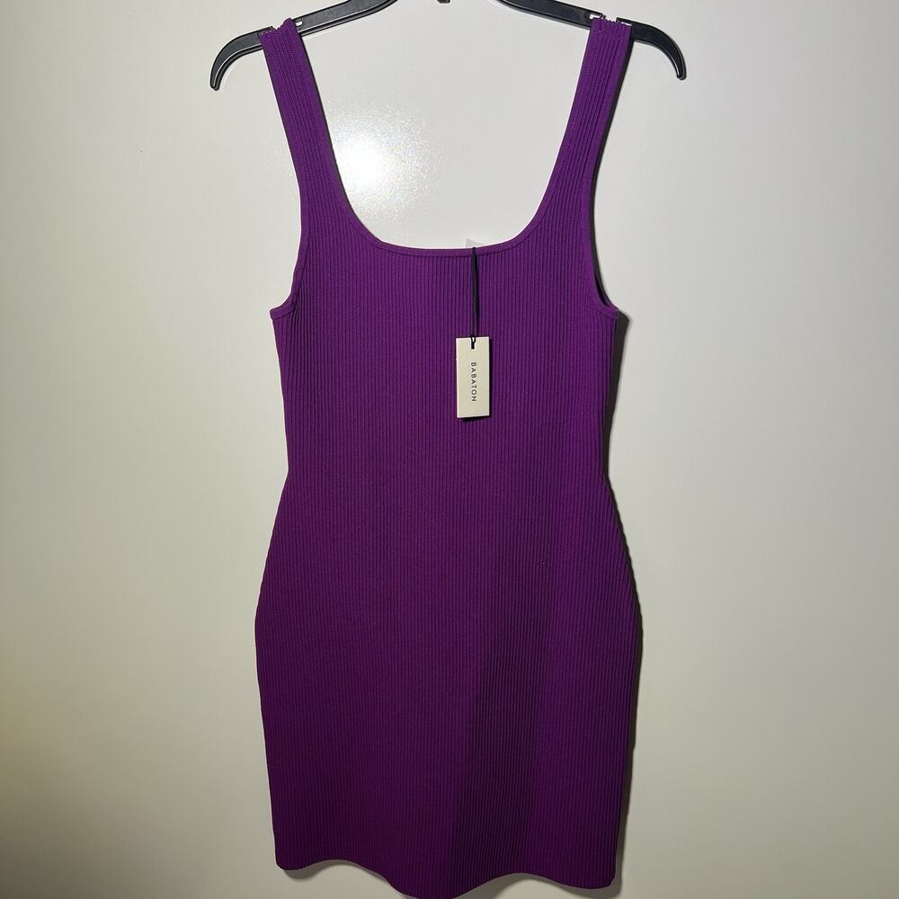 BABATON Aritizia Ribbed Sculpt Knit Tank Dress Women’s M Purple Mini NWT Bodycon